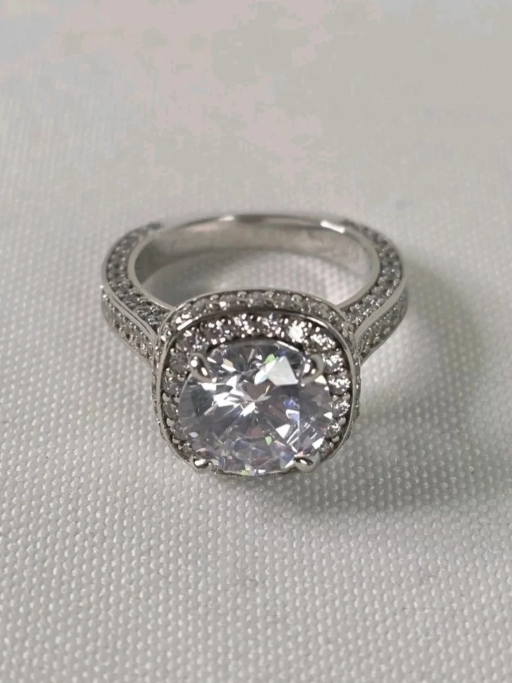 Italo Halo White Sapphire Engagement Ring 925 Sterling Silver Size 5 New in Box
